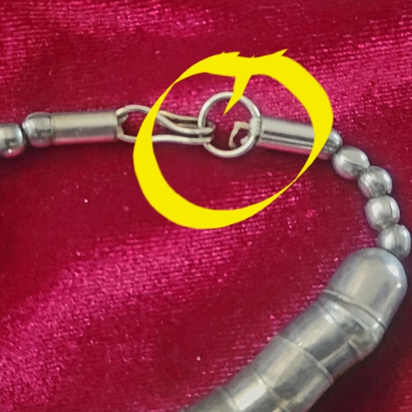 Vintage Sterling Silver Stacked Beaded Snake Tube Necklace - Picture 3 of 5